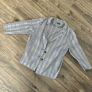 SHEIN Black & White Plaid Blazer